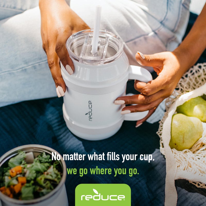 REDUCE Cold1 50 oz Reusable Mug Tumbler with Handle - Insulated Stainless Steel Water Bottle for Home  Office and Gym; Straw or Leakproof Flip Lid  Keeps Drinks Ice Cold All Day - Gloss Dark Web - Image 5