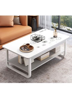 NKX White Marble finish Top 2 Tier Modern Living Room Home Sofa Table  - Image 2