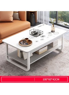 NKX White Marble finish Top 2 Tier Modern Living Room Home Sofa Table  - Image 1