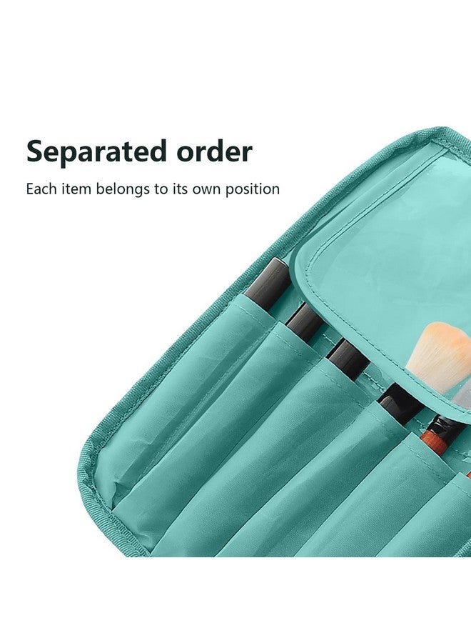 SKAIV Large Travel Makeup Bag with Adjustable Dividers Waterproof Cosmetic Pouch Case Brush Organizer Portable Toiletry Kit for Women, Girls (Aqua Blue) - Image 3