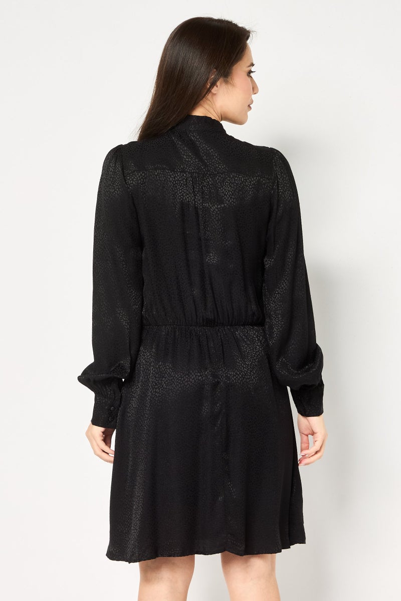 promod Women Allover Print Mini Dress, Black - Image 4