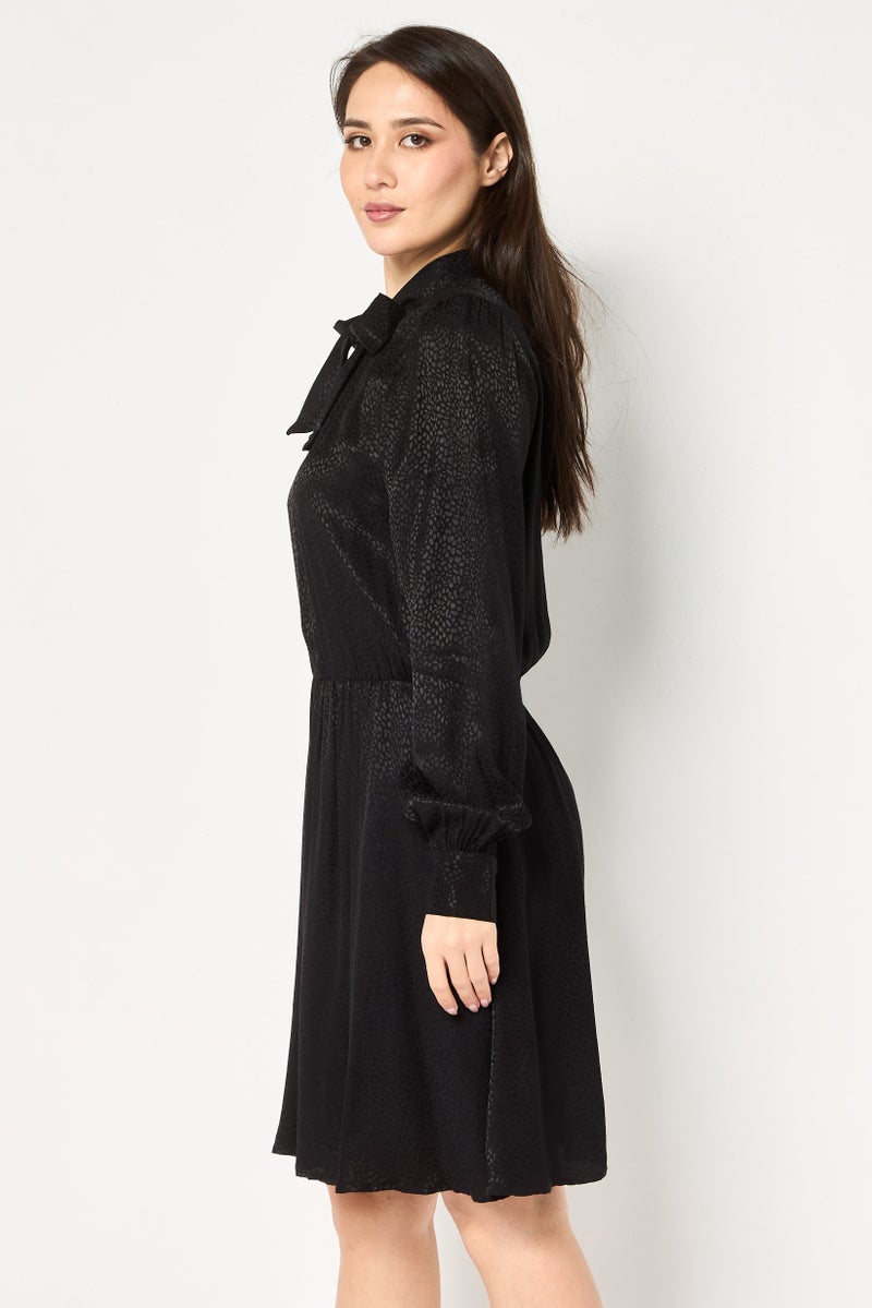 promod Women Allover Print Mini Dress, Black - Image 3