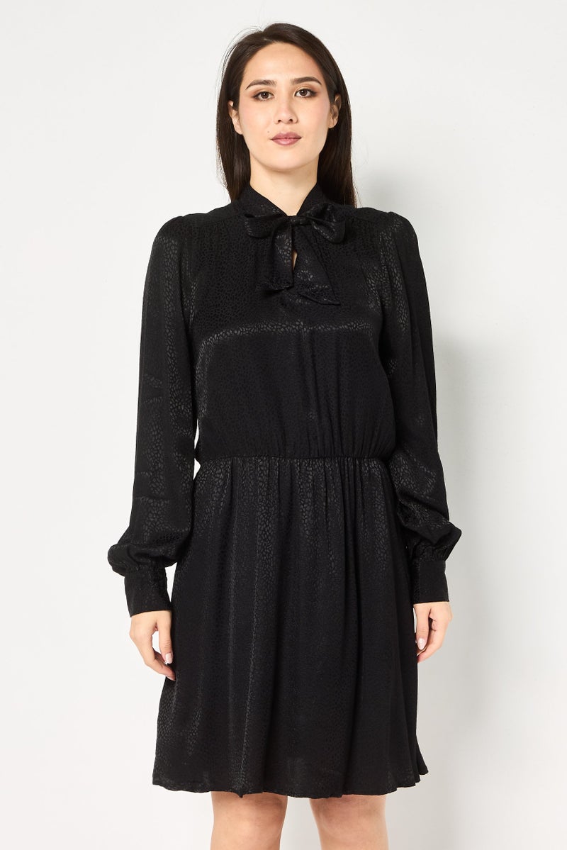 promod Women Allover Print Mini Dress, Black - Image 1