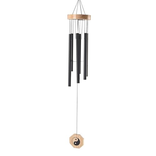 Kuber Industries 6 Pipes Musical Wind Chimes for Balcony | Aluminium Wind Chimes for Home Positive Energy for Living Room | Home Decor Hanging Items | Black - Image 2