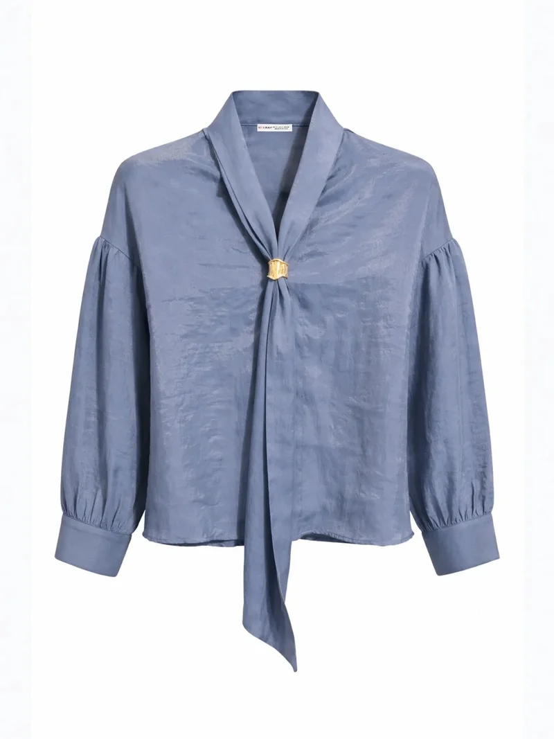 ميكسراي MIXRAY V-Neck Tie Detail Blouse