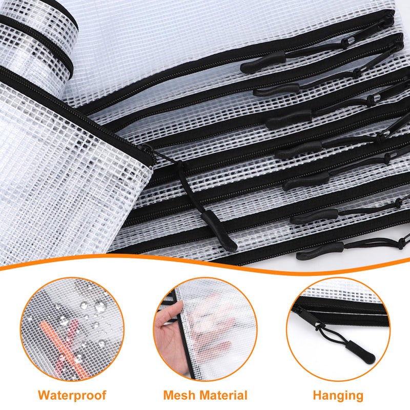 YOPCDJ 20pcs Plastic Mesh Zipper Pouch Bags, A3 17x12 Inches Extra Large Mesh Bags, Reusable Zipper Pouches for Classroom Office Supplies Organizing, Puzzles & Games, Board Game Organization - Image 3