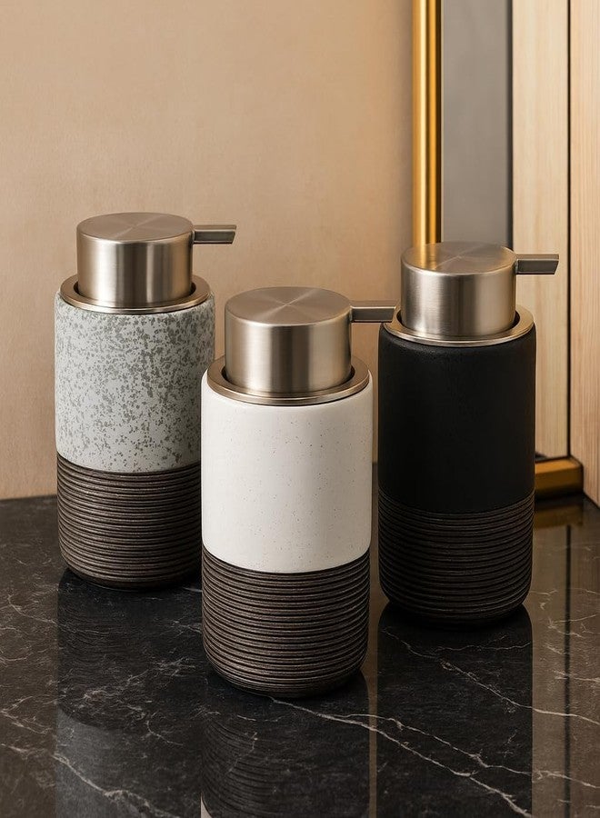 Whizzo Premium Ceramic Soap Dispenser for Bathroom & Kitchen | Elegant Matte Black with Textured Base | Refillable Lotion Dispenser for Liquid Soap, Shampoo & Handwash (350ML, LD-311-Black) - Image 5