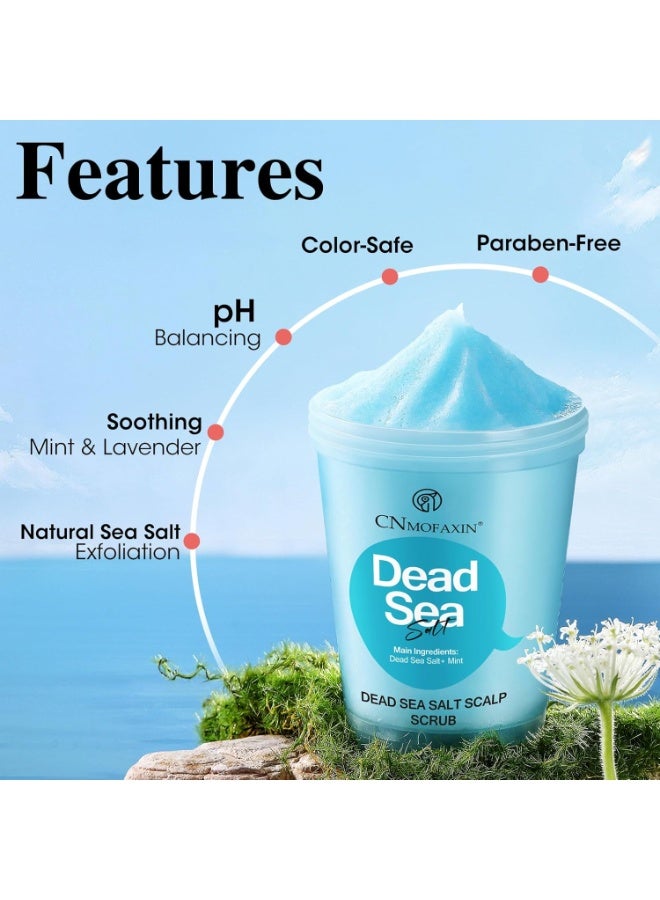 CNMOFAXIN Dead Sea Salt Scalp Scrub, Clarifying Scrub with Herbal Essences, Exfoliator for Oily Scalp, Dandruff & Build-Up Remover, Itchy Scalp Relief Hair Treatment, Nourishing Detox Hair Care - 280g - Image 5