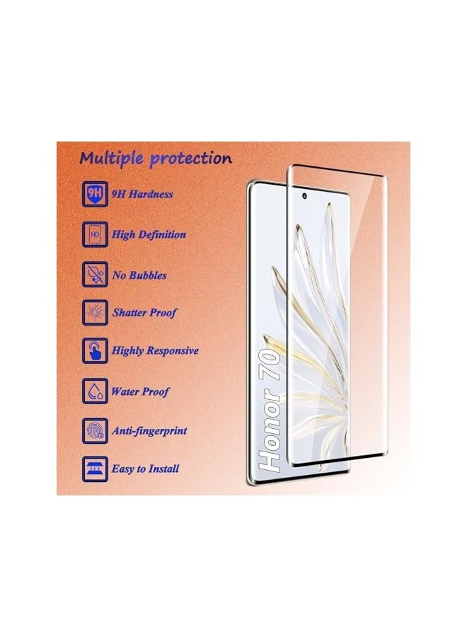 PROMASS [2+2 Pack] Tempered Glass Screen Protector compatible with Honor 70 and Camera, No Bubbles, 9H Hardness, Anti-Scratch, 3D Curved, HD Screen Protector for Honor 70 - Image 2