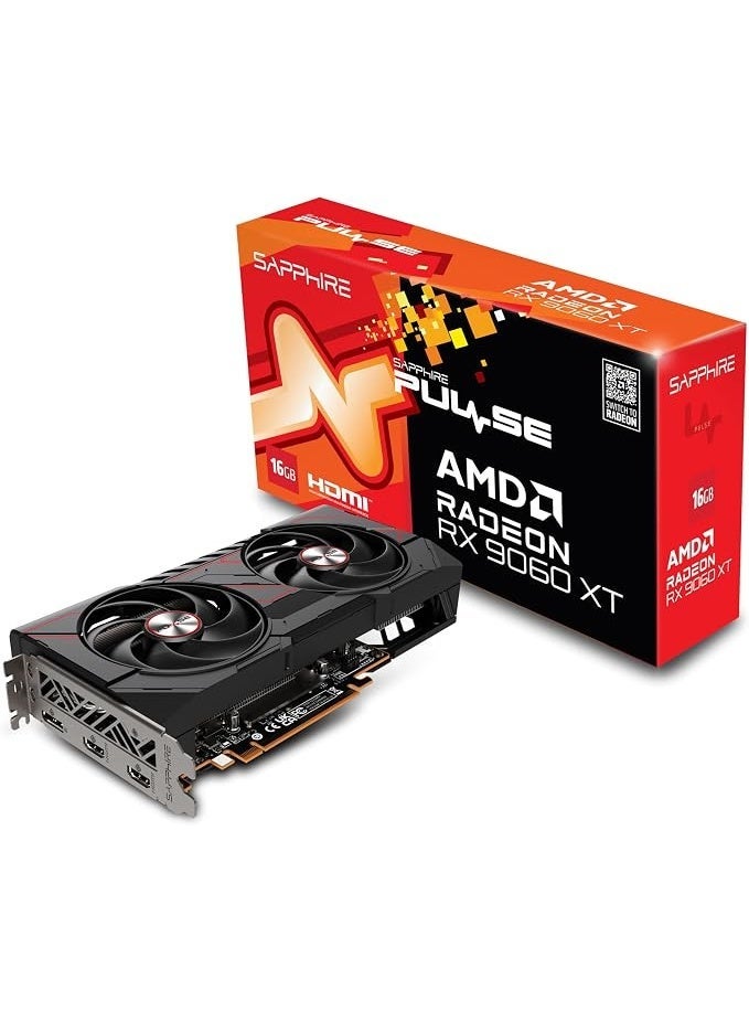 Sapphire Pulse AMD Radeon RX 9060 XT OC Gaming Edition 16GB GDDR6 Graphics Card, Dual HDMI, DisplayPort, Black - Image 1