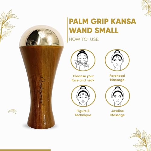Vintageware® Mushroom Kansa Wand Face Massager | Ayurvedic Bronze Tool for Glowing Skin, Anti-Aging, Dark Circles & Relaxation | 8 cm - Image 3