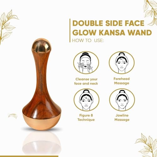 Vintageware® Mushroom Kansa Wand Face Massager | Ayurvedic Bronze Tool for Glowing Skin, Anti-Aging, Dark Circles & Relaxation | 8 cm - Image 5