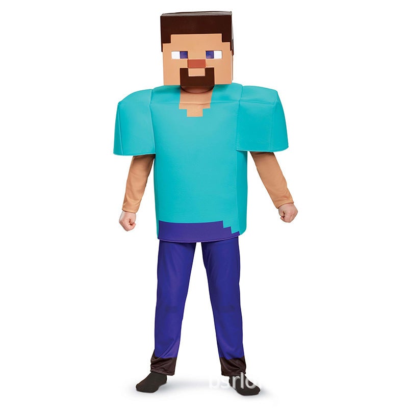 All Saints Childrens Costumes My World MC Party Cosplay Costumes Stage Performance Costumes minecraft Style 1 "hat jacket pants]