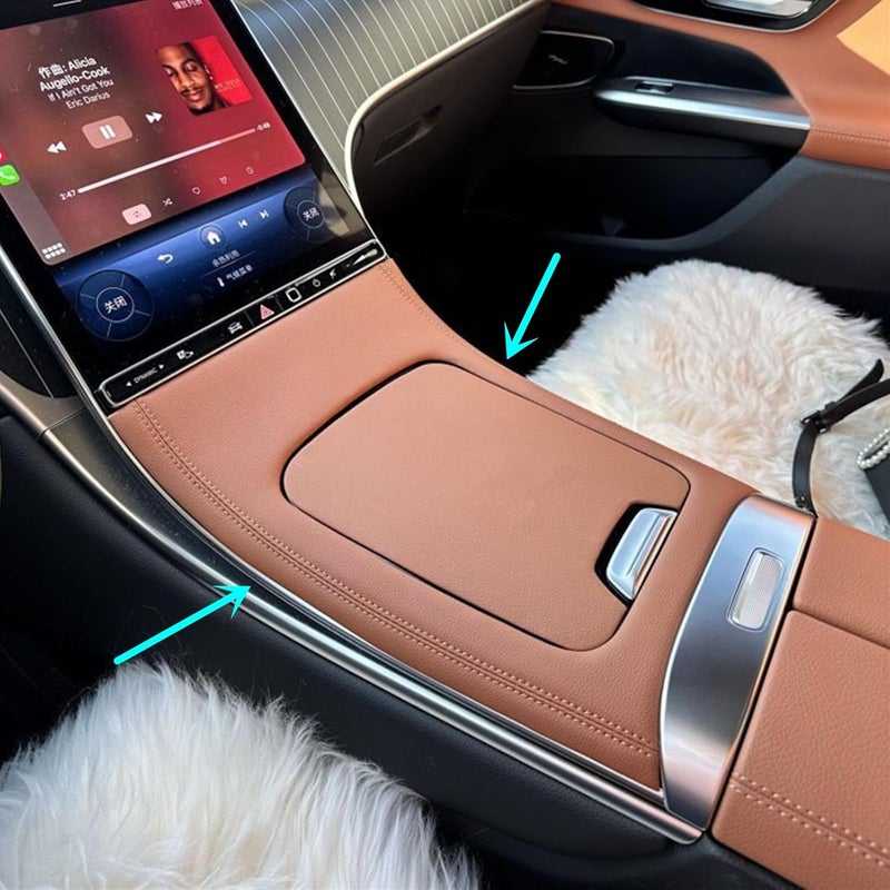 CYAuto Center Console Gear Shift Storage Panel Cover for Mercedes-Benz C-Class W206 S206 2022-2025 CLE C236 (Brown Leather) - Image 1