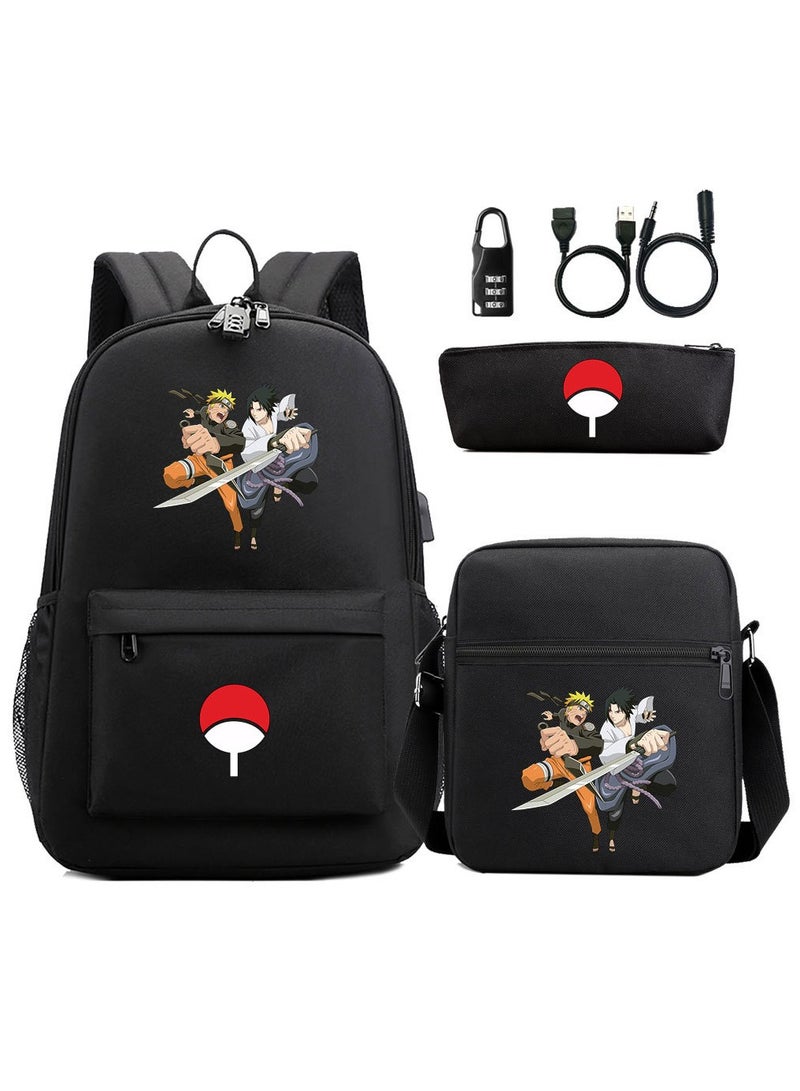 Cartoon printed youth three piece backpack set
