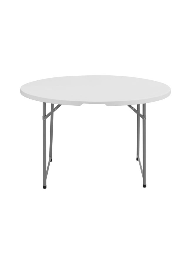 لوازم طاولة نزهة بلاستيكية دائرية قابلة للطي 120×120×74 سم - أبيض - خفيفة الوزن، تطوى من المنتصف، مع مقبض حمل وأقدام مانعة للانزلاق - مثالية للفعاليات الخارجية، التخييم، الرحلات، الحفلات والشواء - Image 4