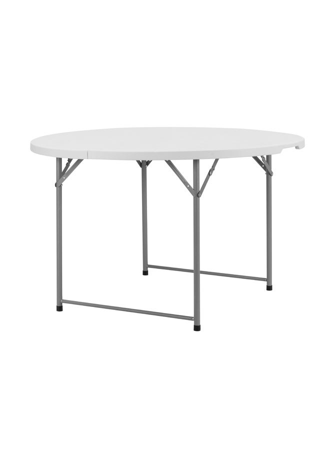 لوازم طاولة نزهة بلاستيكية دائرية قابلة للطي 120×120×74 سم - أبيض - خفيفة الوزن، تطوى من المنتصف، مع مقبض حمل وأقدام مانعة للانزلاق - مثالية للفعاليات الخارجية، التخييم، الرحلات، الحفلات والشواء - Image 5
