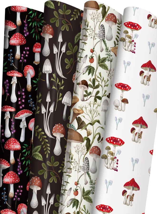 ZINTBIAL Mushroom Wrapping Paper for Kids Adults- Black White Funny Plant Gift Packaging for Spring Easter Holiday - 20 x 29 Inches, 8 Folded Sheets, Easy to Store… - Image 1