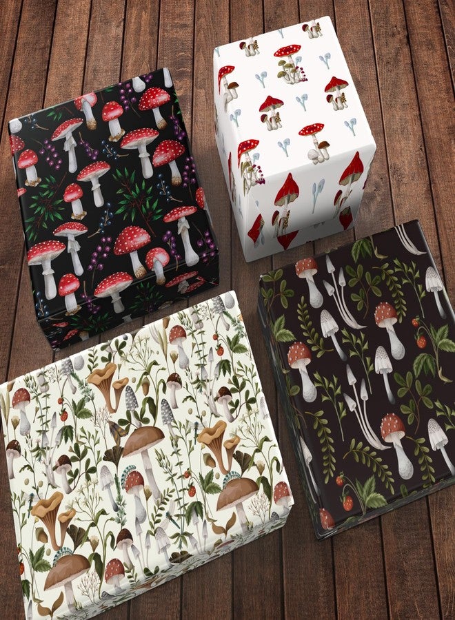 ZINTBIAL Mushroom Wrapping Paper for Kids Adults- Black White Funny Plant Gift Packaging for Spring Easter Holiday - 20 x 29 Inches, 8 Folded Sheets, Easy to Store… - Image 3