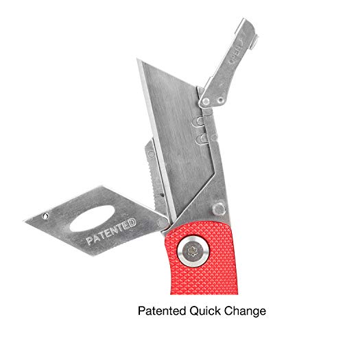 Sheffield 12614 Red Folding Utility Knife, Stocking Stuffers, Gifts for Men, Dad Gifts, Quick Change Utility Knife Blades, Compact Aluminum Handle, Box Cutter, Razor Blades Included - Image 5