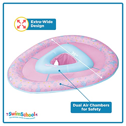 SwimSchool Lil’ Narwal Baby Pool Float - 6-24 Months - Infant Swim Float with Splash & Play Activity Center and Safety Seat - Pink - Image 2