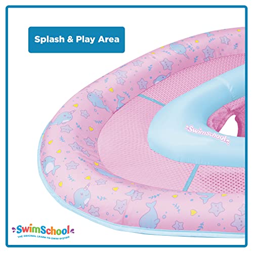 SwimSchool Lil’ Narwal Baby Pool Float - 6-24 Months - Infant Swim Float with Splash & Play Activity Center and Safety Seat - Pink - Image 4