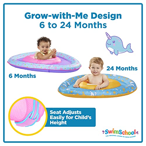 SwimSchool Lil’ Narwal Baby Pool Float - 6-24 Months - Infant Swim Float with Splash & Play Activity Center and Safety Seat - Pink - Image 3