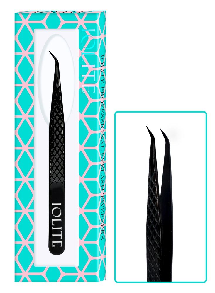 IOLITE Lash Tweezers Professional Stainless Steel Curved Precision Tweezer For Eyelash Extensions Volume Lashes Electronics Laboratory Work Jewelry Making Crafting Soldering 2D 3D False Lashes Nail Art - Image 1