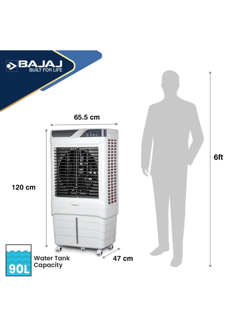Bajaj Shield Series Elevate 90 Litres Digi Air Cooler – Digital Control Panel, Remote Operated Desert Cooler with Honeycomb Pads, Ice Chamber, Inverter Compatible, Energy Efficient Cooling for Large Spaces 480160 WHITE - Image 5