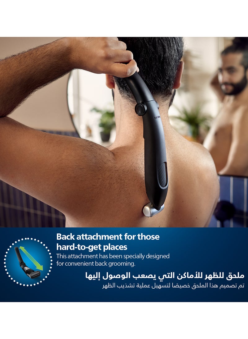 Philips Bodygroom BG5021/15,Showerproof Groin & Body Trimmer,Body Shaver, 3-Length Combs,60min Cordless, Skin Protection, Back Reach Attachment Black/Grey - Image 5
