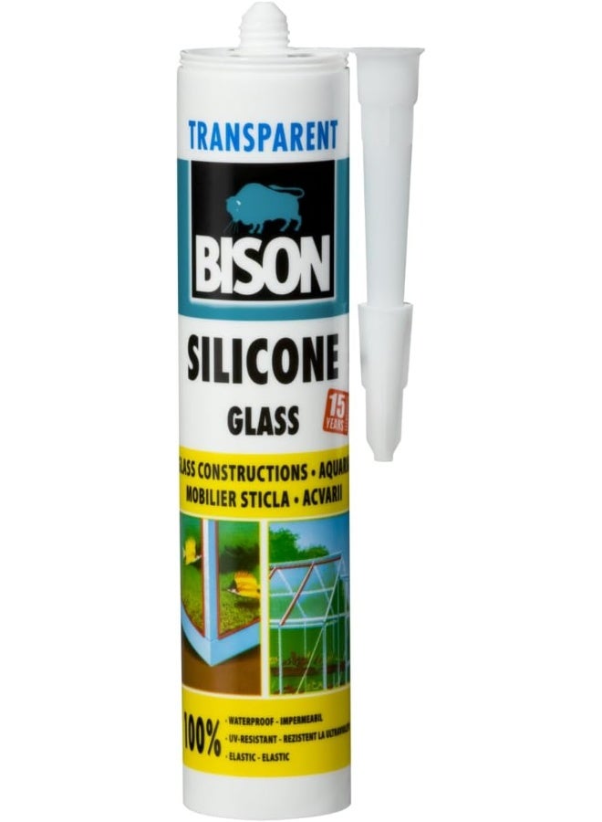 Bison Silicone Glass Transparent 280ml  Waterproof, UV-Resistant Silicone for Glass & Window Sealing - Image 1