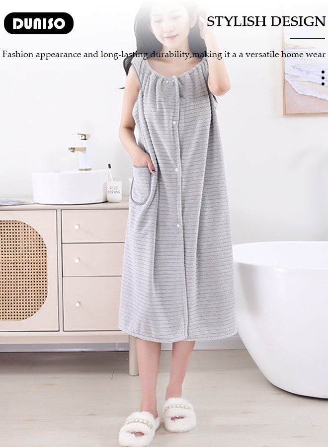 DUNISO طقم منشفة استحمام و منشفة تجفيف الشعر 2 قطعة، منشفة قابلة للتعديل بمرونة فائقة وامتصاص عالي، منشفة شعر من الألياف الدقيقة ناعمة من الفليس كورال سريعة الجفاف للنساء والفتيات - Image 2