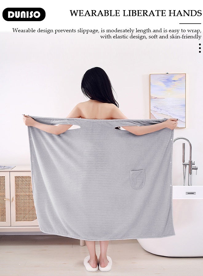 DUNISO طقم منشفة استحمام و منشفة تجفيف الشعر 2 قطعة، منشفة قابلة للتعديل بمرونة فائقة وامتصاص عالي، منشفة شعر من الألياف الدقيقة ناعمة من الفليس كورال سريعة الجفاف للنساء والفتيات - Image 5
