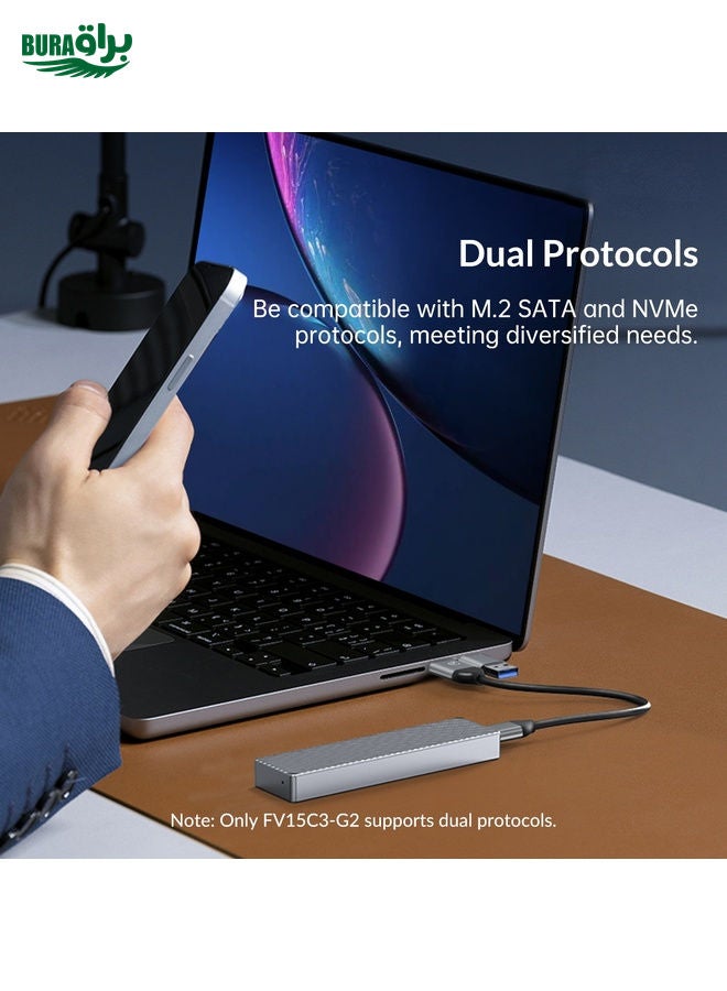 BURAQ ORICO FV15C3-G2-RG 10Gbps USB3.2 Gen2 Type-C M.2 NVMe/NGFF(SATA) Dual Protocol SSD Enclosure(Gold) - Image 4