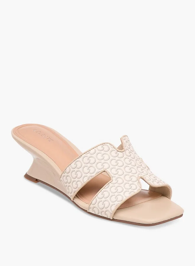 سيليست صنادل نسائية سهلة الارتداء بطبعة شعار وكعب ويدج