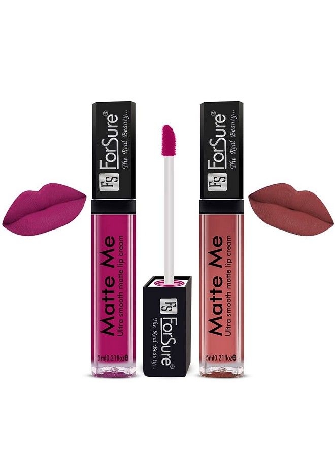 FORSURE Matte Me Liquid Lipstick Non Transferable Combo (Rich Pink Royal Maroon Magenta Nude Pack Of 4) - Image 3
