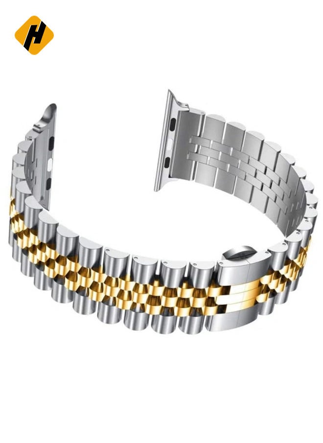 HuHa - Ultra Thin Stainless Steel Metal Wristband Strap for Apple Watch 42/44/45/49mm, Replacement Bracelet Band Compatible with Apple Watch Series Ultra 8/7/6/5/4/3/2/1/SE - Image 1