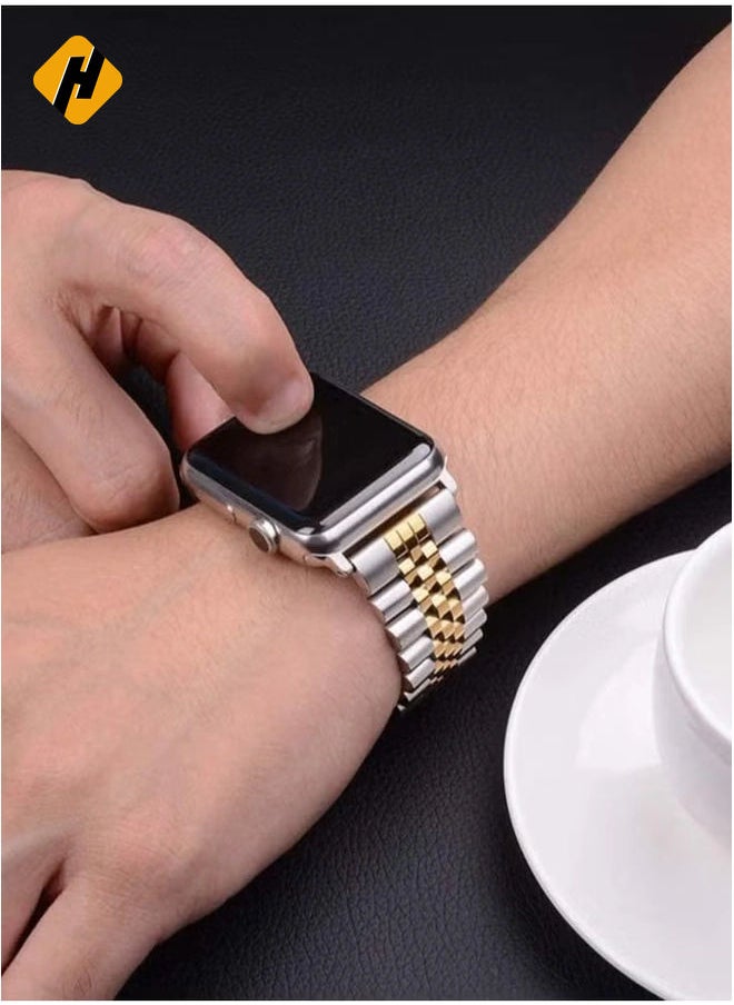 HuHa - Ultra Thin Stainless Steel Metal Wristband Strap for Apple Watch 42/44/45/49mm, Replacement Bracelet Band Compatible with Apple Watch Series Ultra 8/7/6/5/4/3/2/1/SE - Image 1