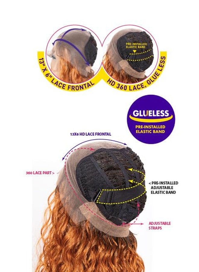 جانيت كوليكشون باروكة شعر طبيعي ممزوج من جانيت كوليكشن، بتقنية HD 360، مصنوعة يدويًا من مزيج الشعر الطبيعي 13X6، مع دانتيل شفاف، بدون غراء، بنسيج ناعم وكثيف. (اللون: دكتور جينجر) - Image 5