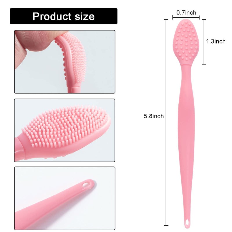 Ooloveminso Silicone Lip Scrubber Exfoliator Tool, 10 Pcs Soft Double-Side Lip Brush, Dark Lip Care and Beauty - Pink - Image 2