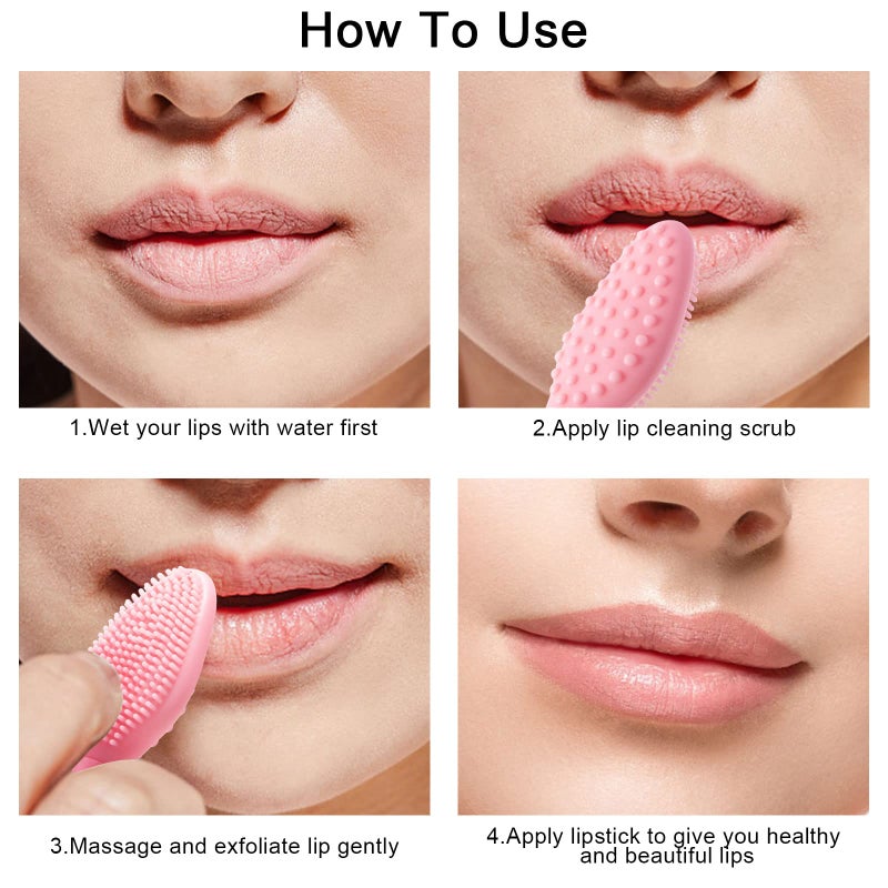 Ooloveminso Silicone Lip Scrubber Exfoliator Tool, 10 Pcs Soft Double-Side Lip Brush, Dark Lip Care and Beauty - Pink - Image 5