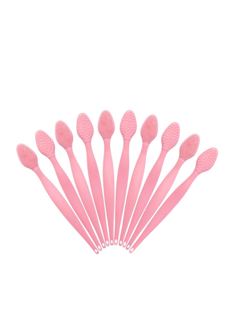 ooloveminso 10 Pcs Lip Scrub Brush, Ooloveminso Silicone Lip Scrubber Exfoliator Tool, Soft Double-Side Lip Brush Exfoliating for Dark Lips, Lip Care and Beauty-Pink  - Image 1