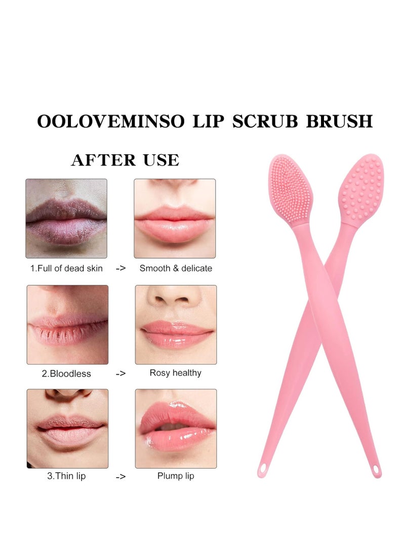 ooloveminso 10 Pcs Lip Scrub Brush, Ooloveminso Silicone Lip Scrubber Exfoliator Tool, Soft Double-Side Lip Brush Exfoliating for Dark Lips, Lip Care and Beauty-Pink  - Image 3