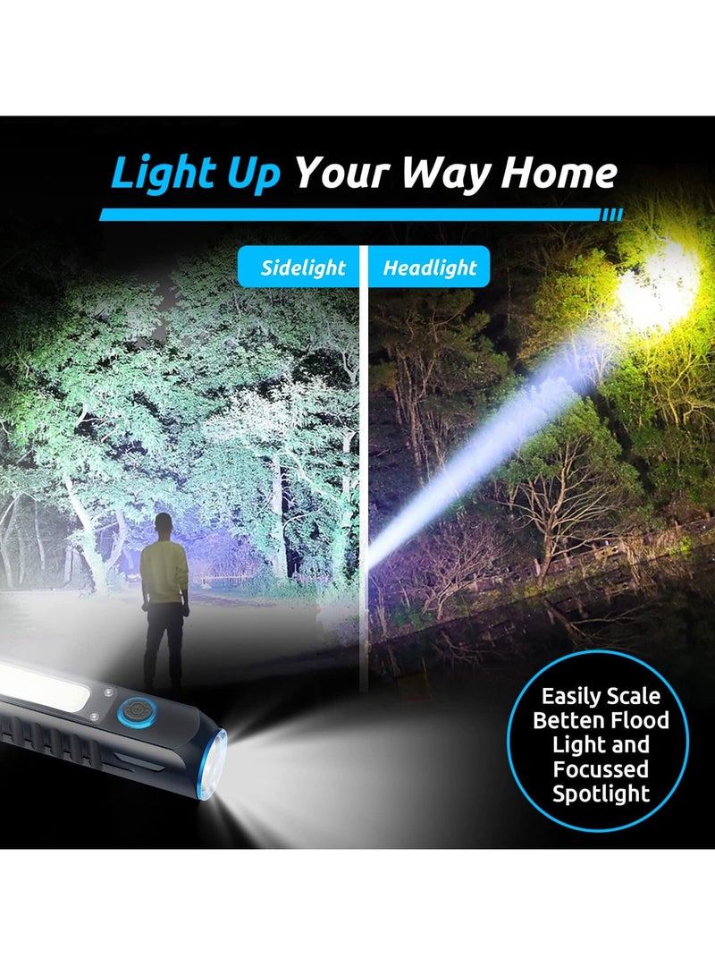 Rechargeable Magnetic LED Flashlight, 500lm Super Bright LED Tactical Flashlight With COB Sidelight, Waterproof Camping Torch With Eight Modes For Outdoor, (1pc) - Image 4