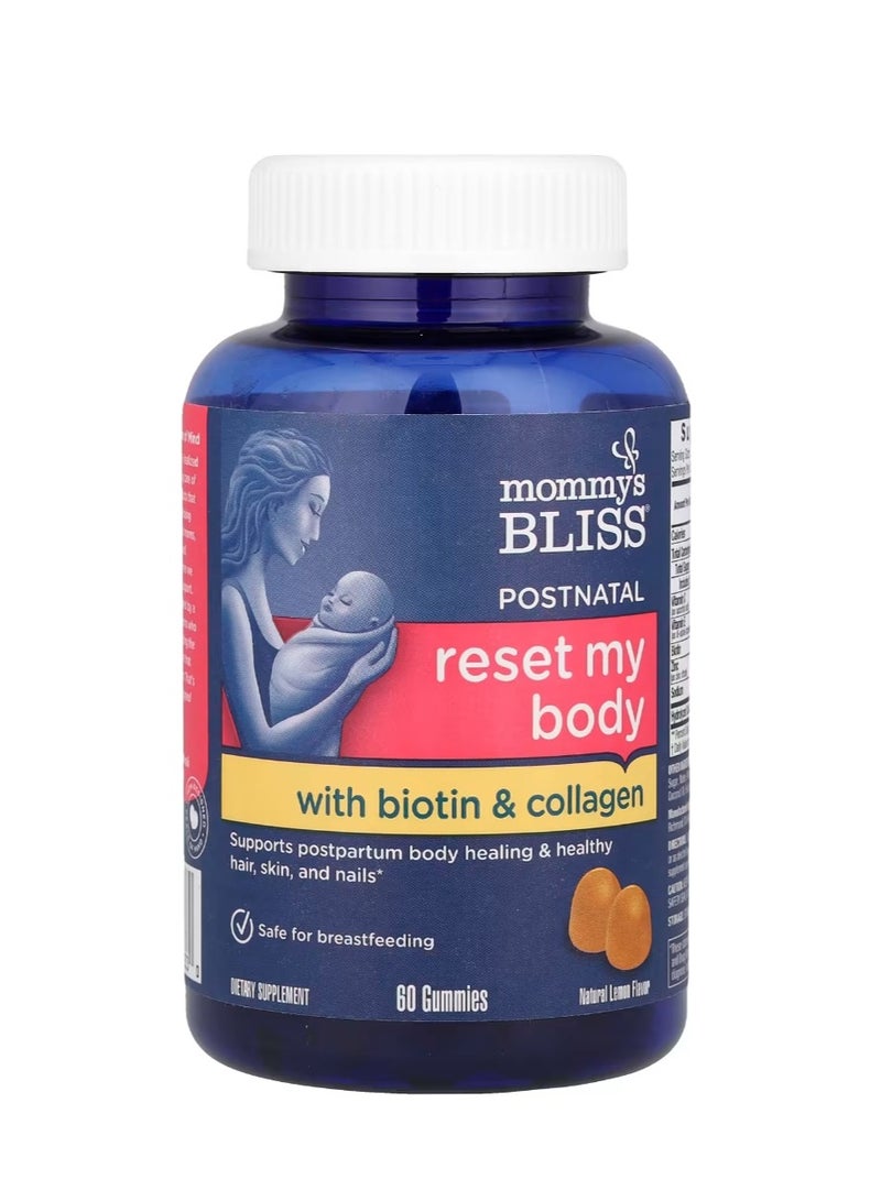 Mommy's Bliss Postnatal Reset My Body With Biotin & Collagen, Natural Lemon, 60 Gummies - Image 1