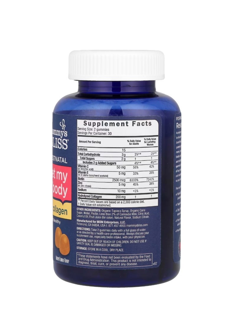 Mommy's Bliss Postnatal Reset My Body With Biotin & Collagen, Natural Lemon, 60 Gummies - Image 2