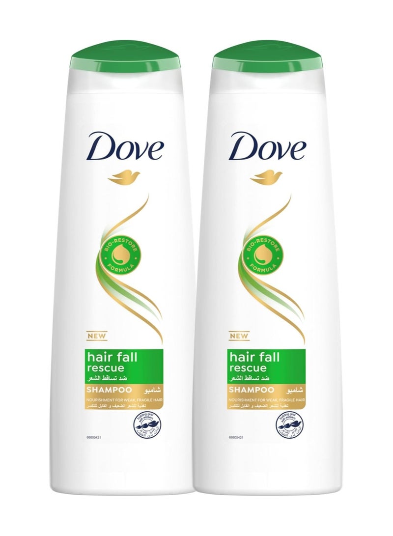 Dove Shampoo for Weak and Fragile Hair, Hair Fall Rescue, Nourishing Care for up to 98 percent less Hair Fall (400ml x 2)