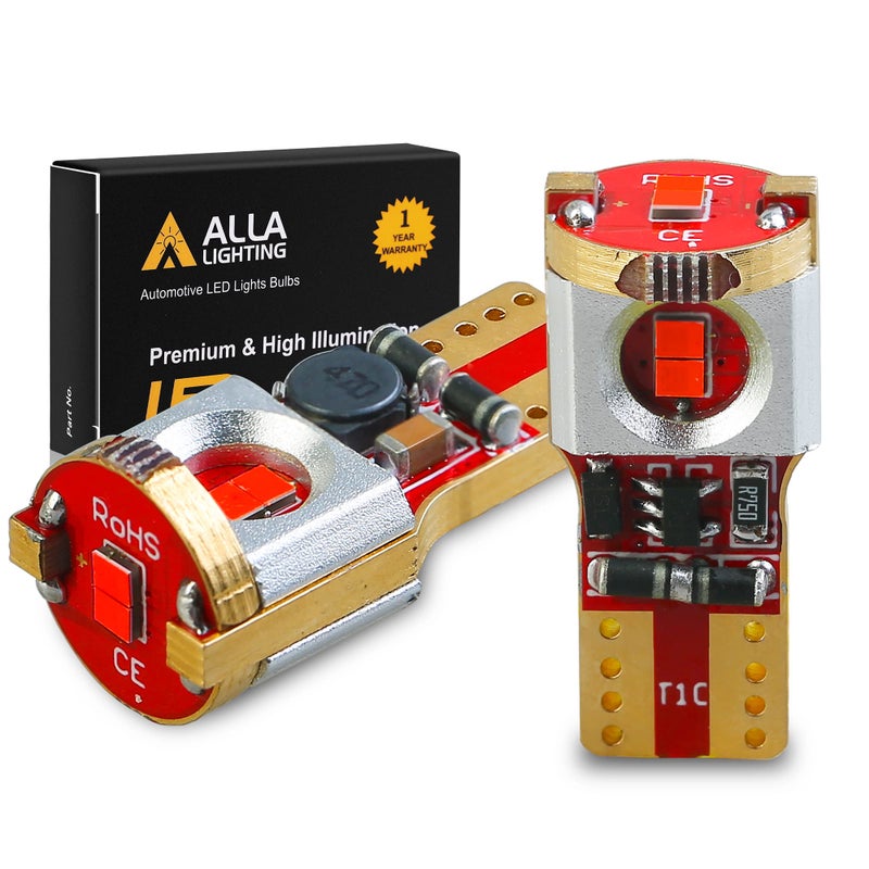 Alla Lighting 168 194 T10 LED Bulbs Super Bright Red 175 2825 W5W 192 2821 ZS SMD 12V Interior Lights for Cars Trucks Map Dome Trunk Cargo Door Step Lamps Replacement