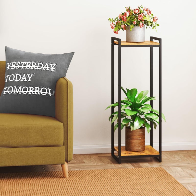 yeavs 2-Tier Plant Stand Indoor, 34" Tall Modern Plant Shelf Corner Flower Pot Holder Organizer for Living Room Balcony Garden, Rustic Brown - Image 5
