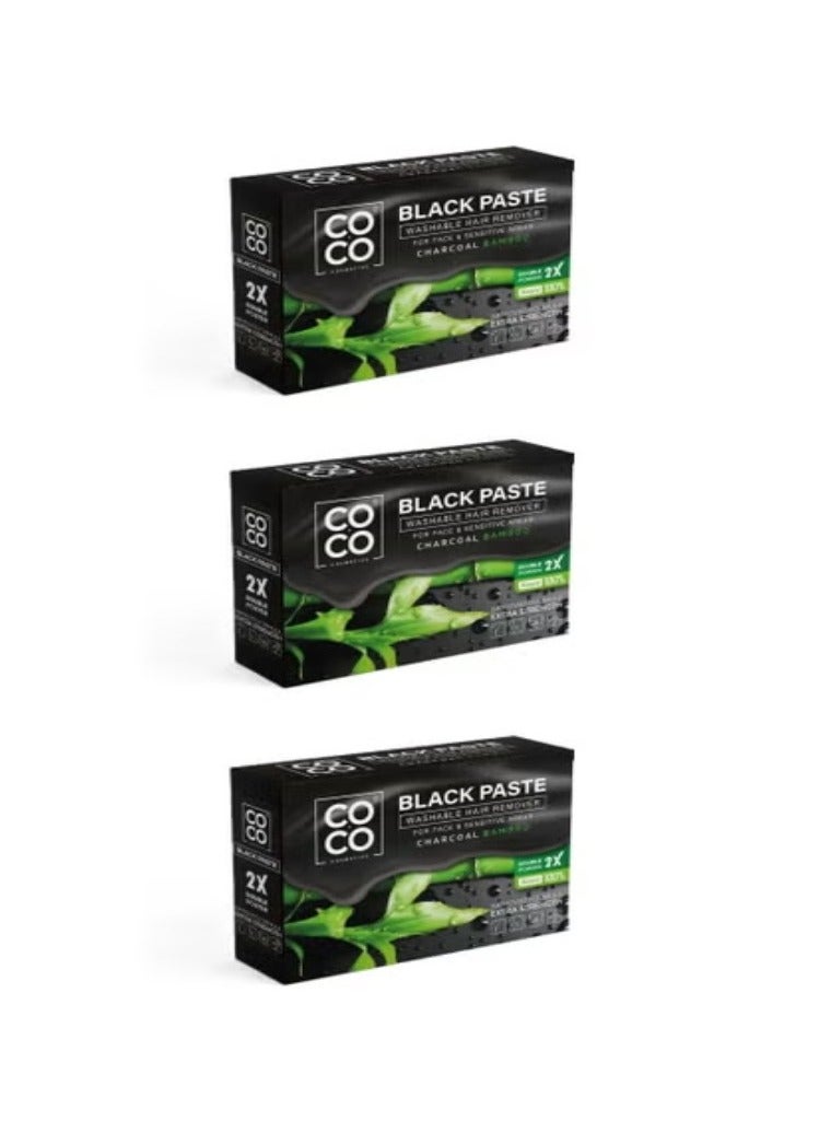 Three Pieces of Charcoal Bamboo White Paste for Body and Facial Hair Removal 100g